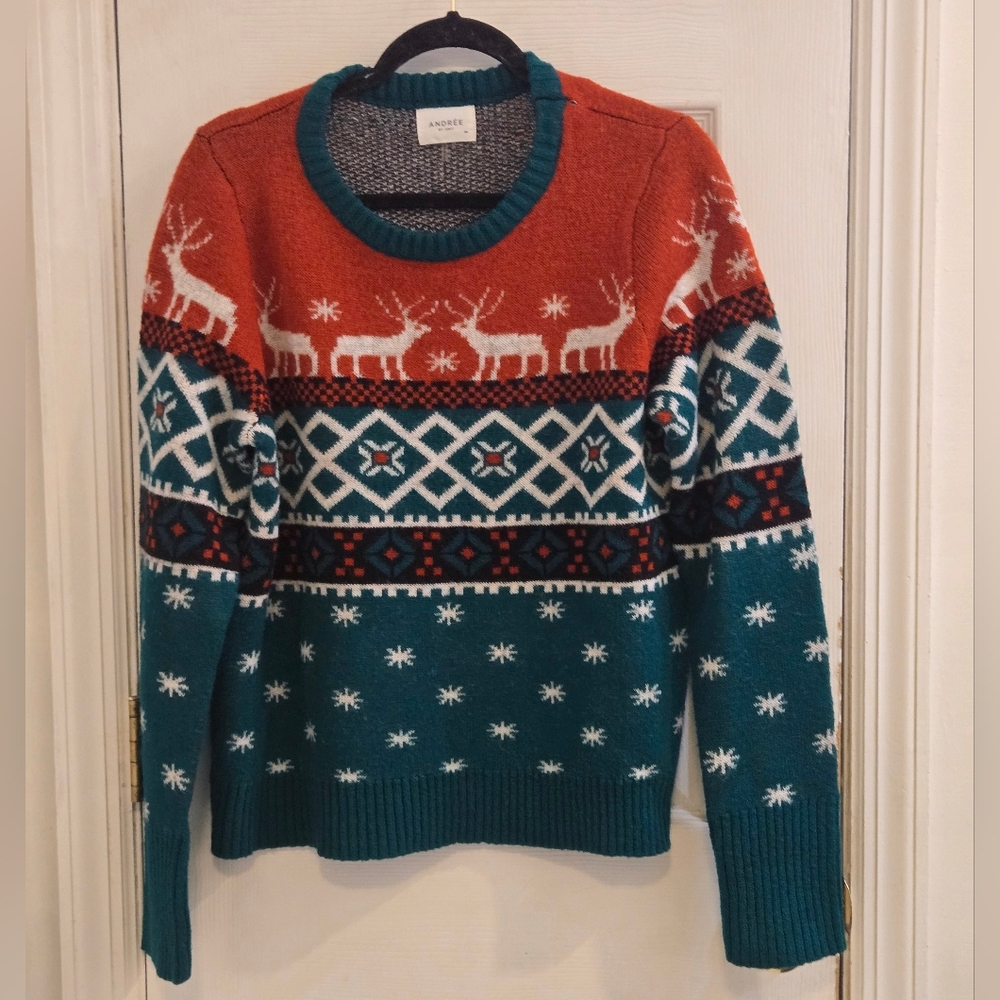 Andree By Unit Festive Reindeer Sweater Medium